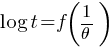 log t = f({1/{theta}})