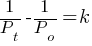 {1/{P_t}}-{1/{P_o}} = k